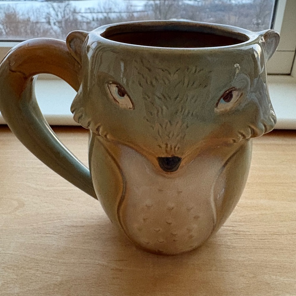 Super Cute Wooden Fox Ornament and Fox Mug set